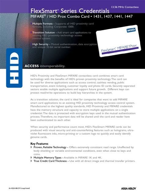 FlexSmart MIFARE HID Prox Combo Card Datasheet